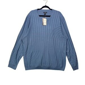 Alfani Merino Wool Blend Textured Sweater Blue Shale 3XL NWT Old Money Poetcore